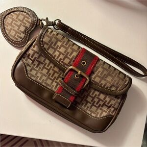 Tommy Hilfiger Beige and Red Patterned Bag